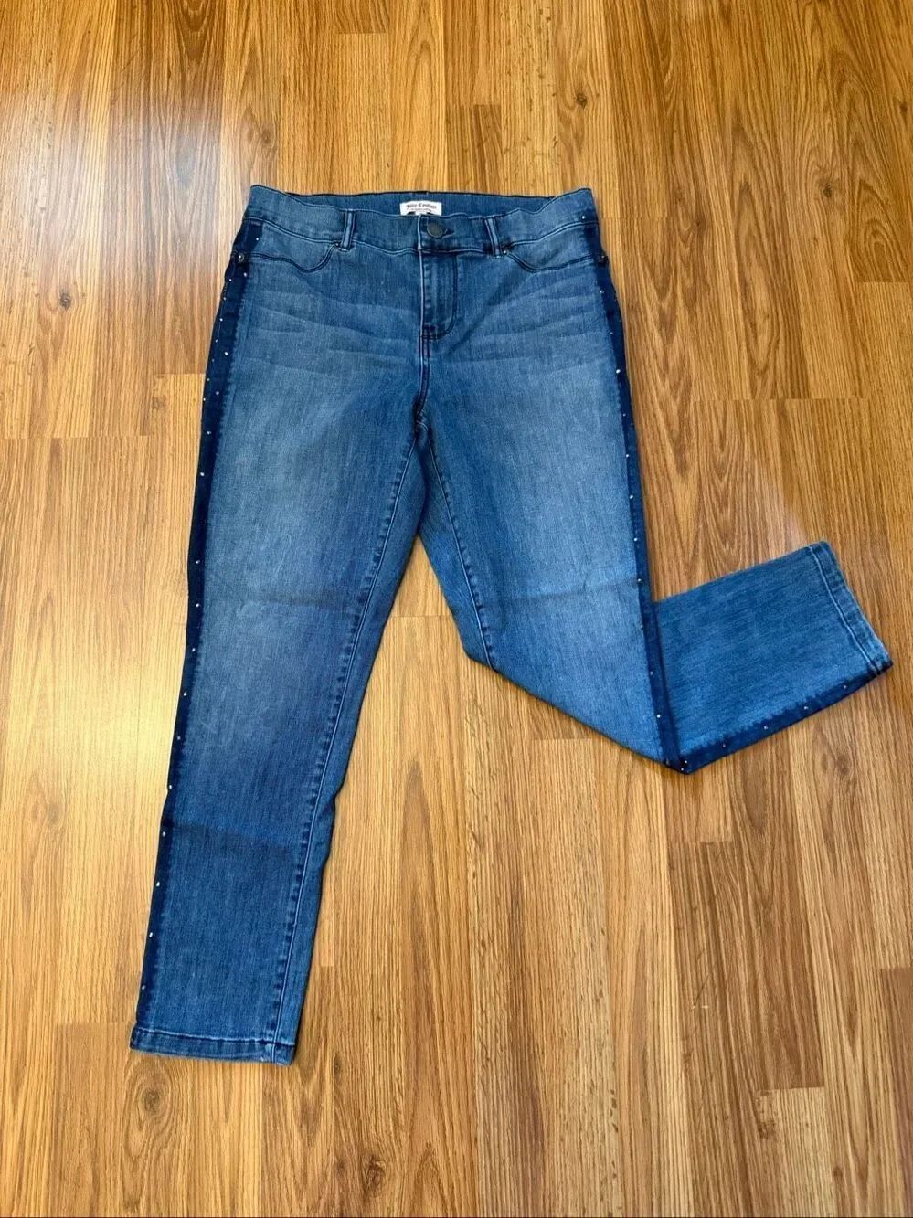 Juicy Couture Women's Studded High-Rise Side Striped Skinny Jeans Blue Size 8